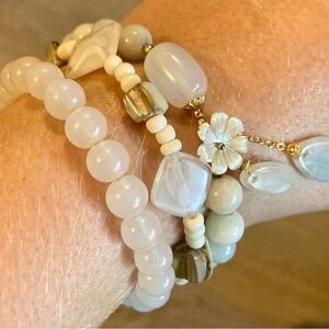 Elegant Rose Quartz & Jade Beaded Bracelet Set